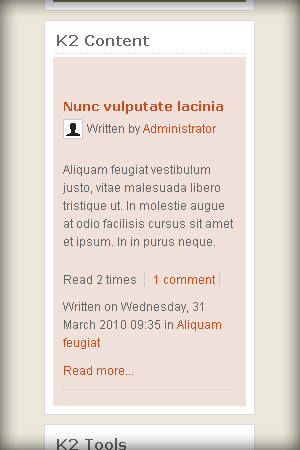 K2 Style Module Content