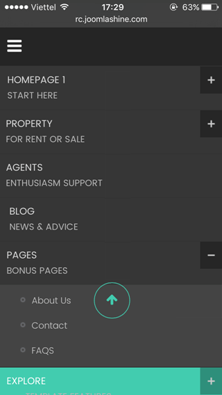 Mobile menu with rich text
